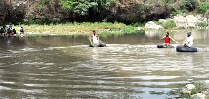 a person drawn in yamuna river at ponta.
