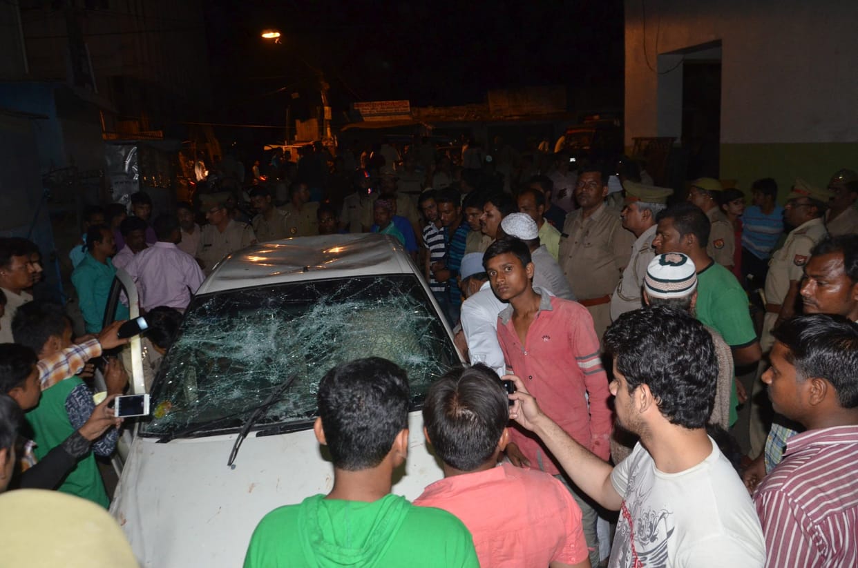 Uncontrolled car creates trouble for people.