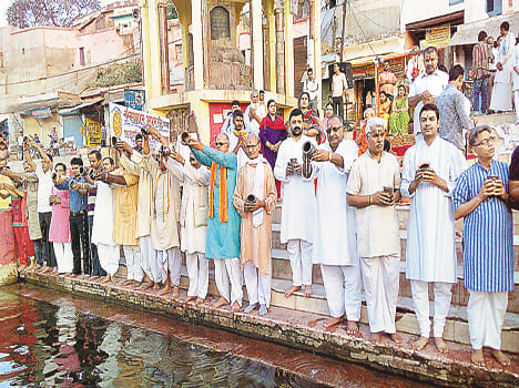 Offer water to the sun by welcoming newly Samvatsar