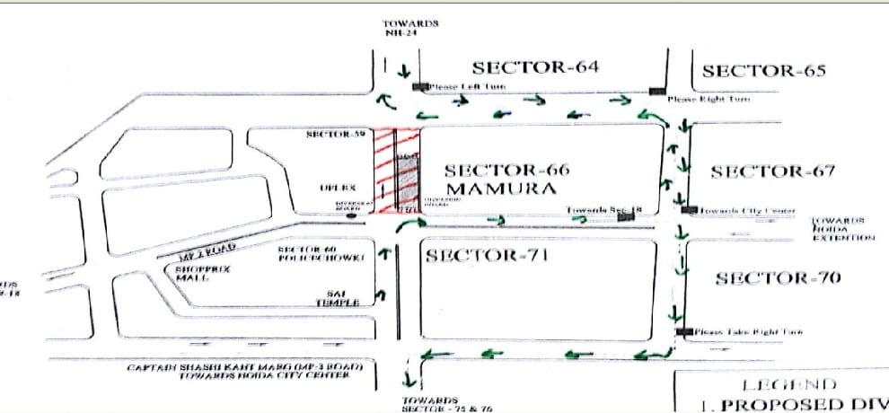 from 8 april traffic will be diverted on noida sector 60