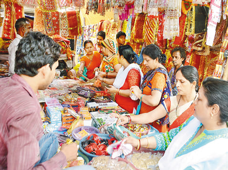 on auspicious day of navratri devi temples decorated