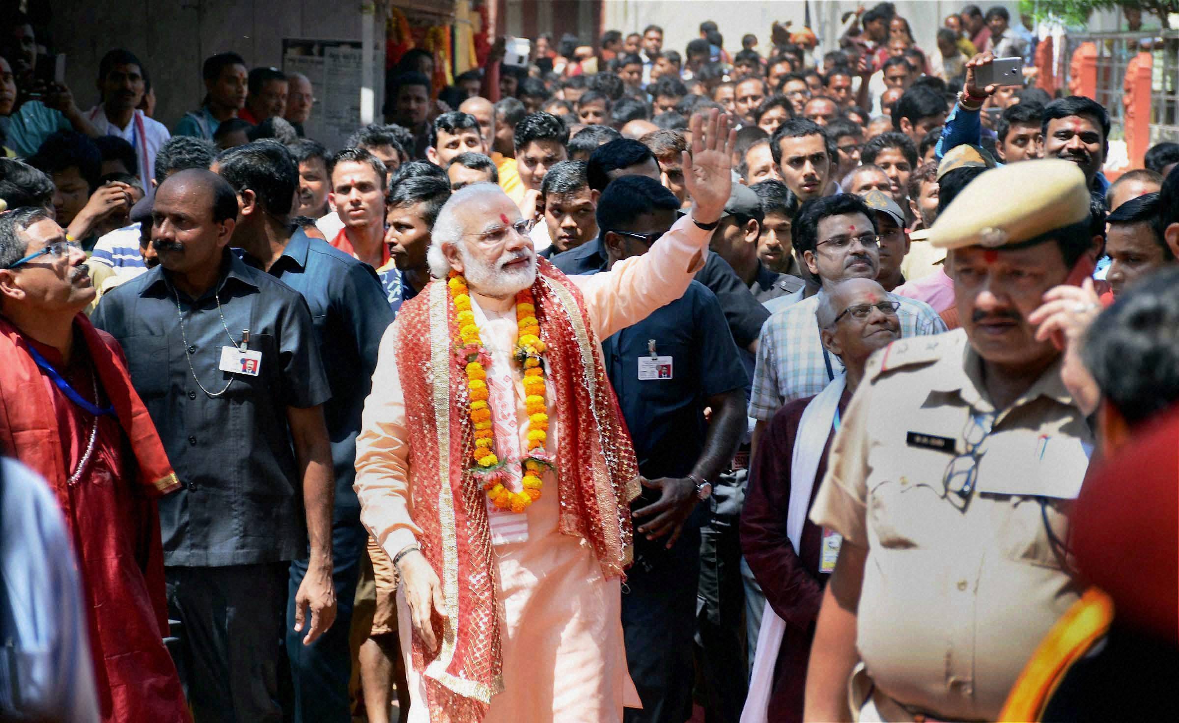 Prime Minister Narendra Modi offering prayers at the Kamakhya temple in Guwahati