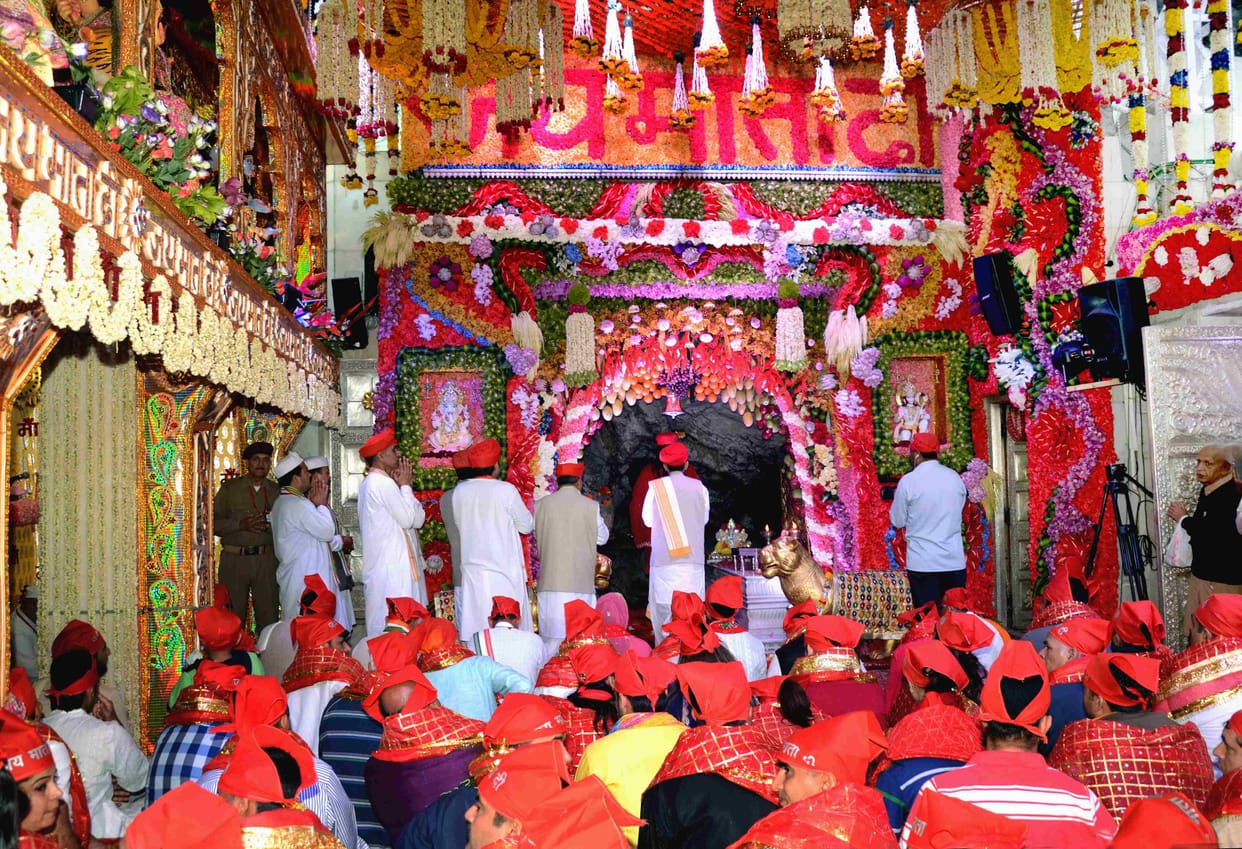 Temple decorated with flowers