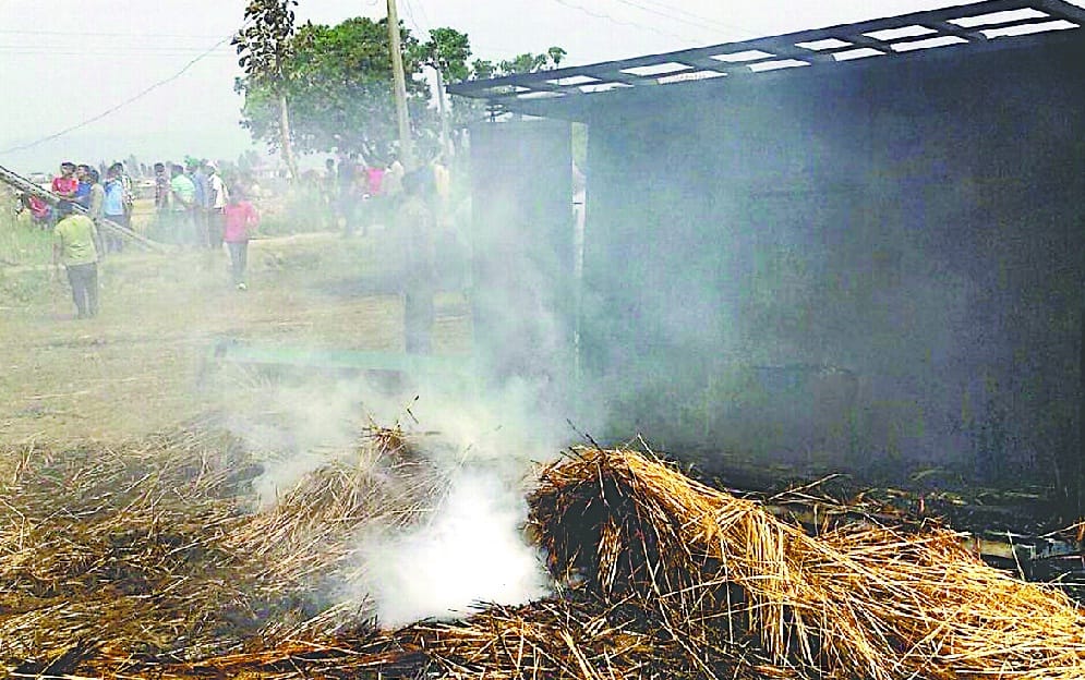  trolley laden Six acres of wheat burned  