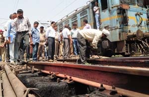 fire on the railway track , the rail operations disrupted