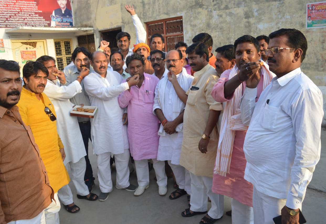 BJP workers distributed sweets