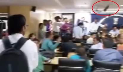 Shoe hurled at CM Arvind Kejriwal during a press conference