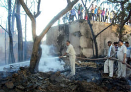 Nine home fire burns