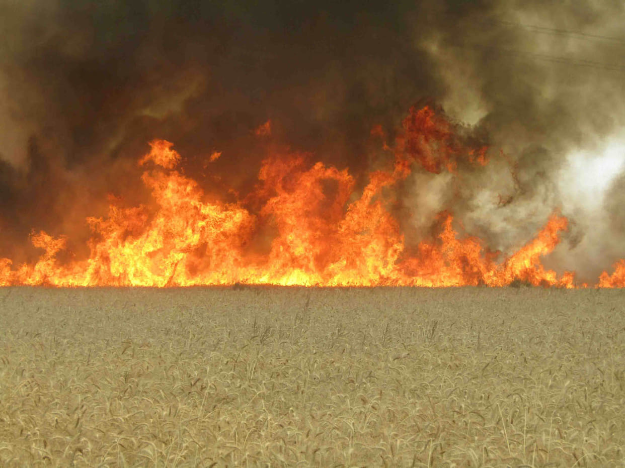 The fire charred farm barn