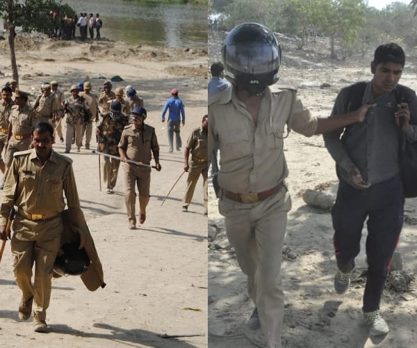 Police lathicharge at applicants in Lucknow.