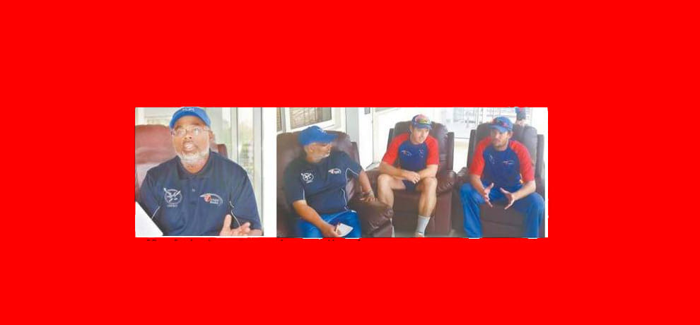 Namibian players play cricket while doing job