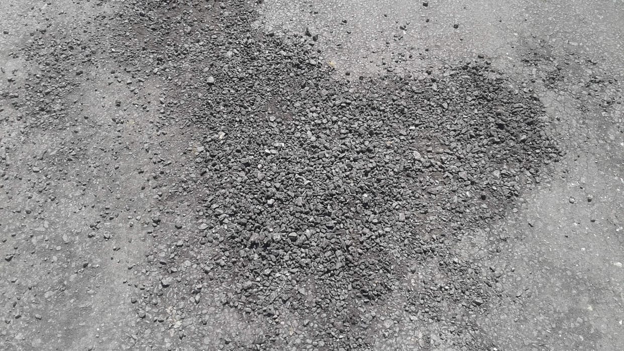 During the week, the asphalt crumble