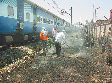 The train passed through the fire