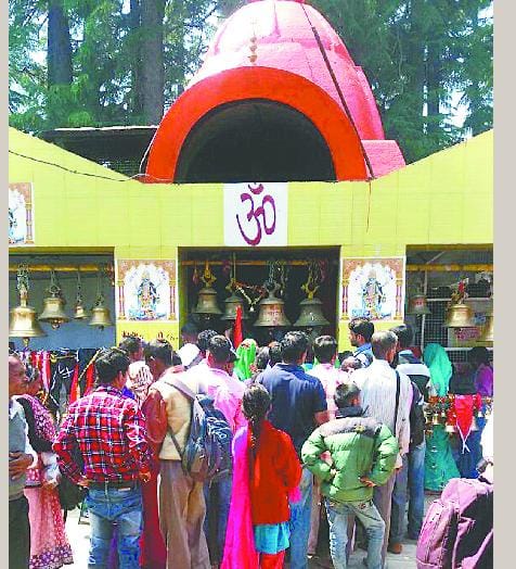 Goddess of Navratri festival crowd in temples