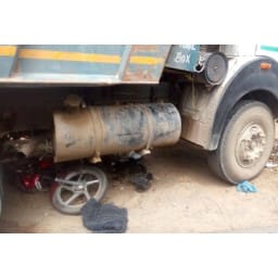 person on bike died Clash from overload dumper