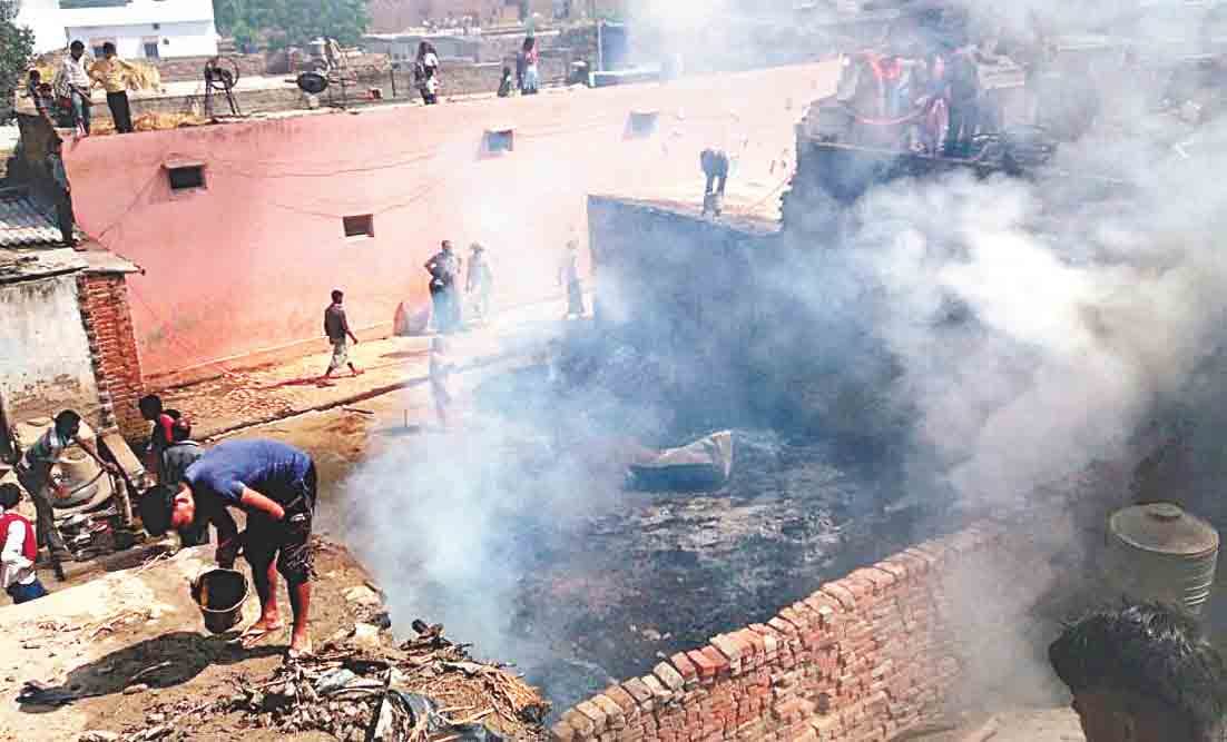 cought fire in lakhimpur