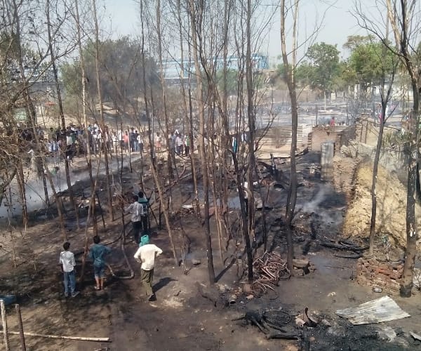 Fire in a village of Kanpur.