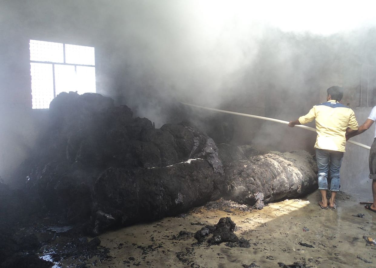 Cotton warehouse fire.
