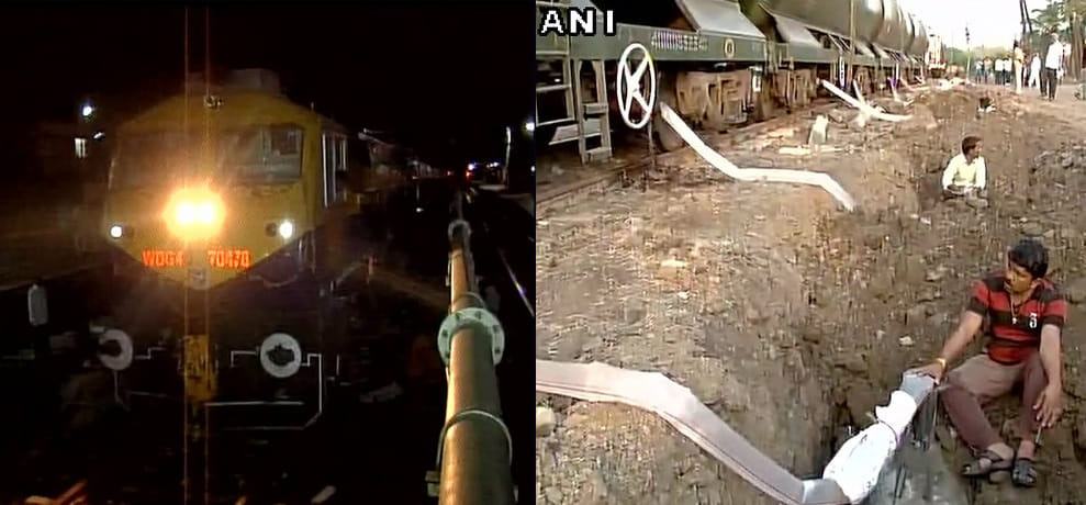 train reached to latur with five lakh litres water