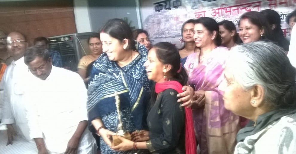 Smriti Irani in Varanasi, adopted new village in behalf of Modi