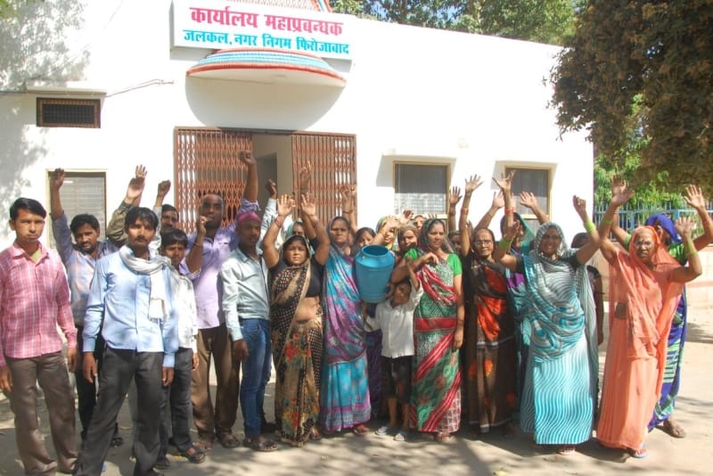 Waterworks on the commotion, protesting