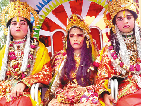 Ram devotees showered flowers on procession
