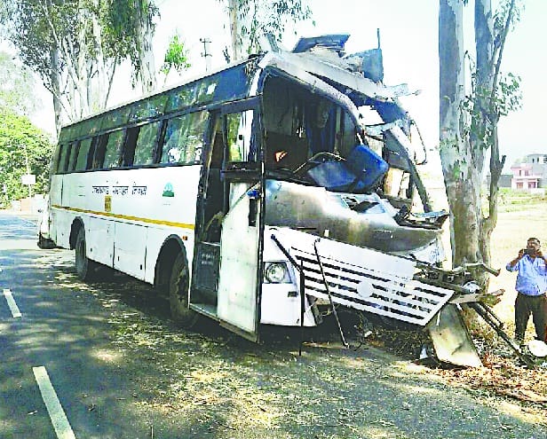 Roadways bus collided with a tree
