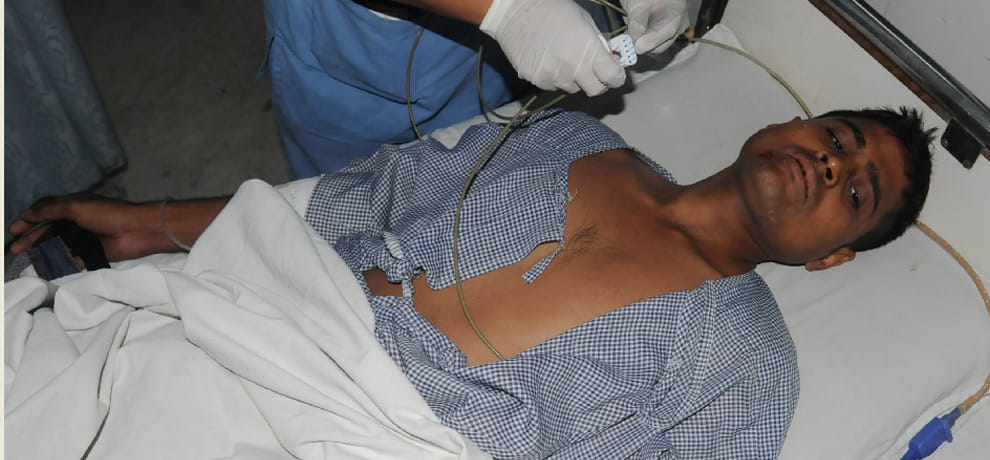 bmw car hits four men in noida