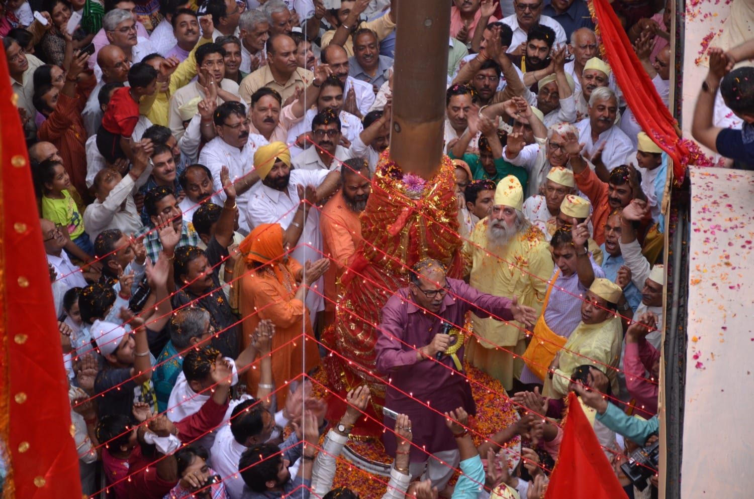 flag hosting in kalika bhawan.