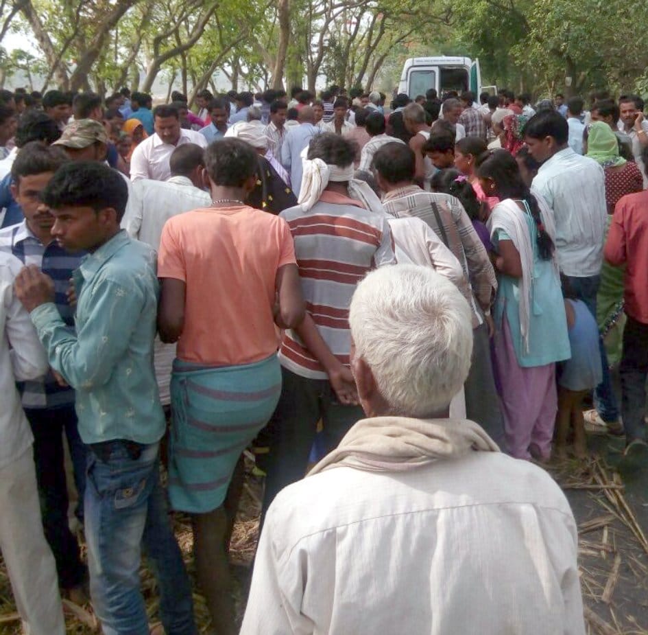 Upturned tractor - trolley carrying the wedding , the death of a Barati
