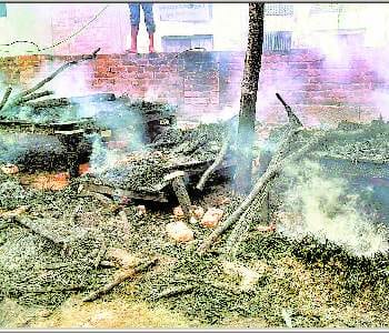 The fire burned the house, two cattle scorched