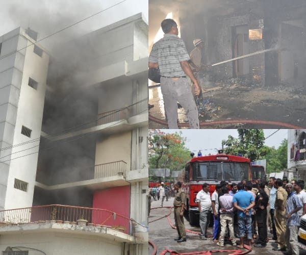 Fire in a building in Hazratganj in Lucknow.