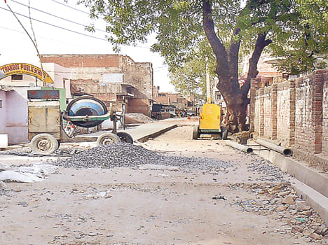 Road Construction stopped in the water dispute