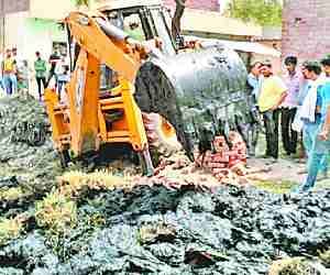 JCB used to encroch land