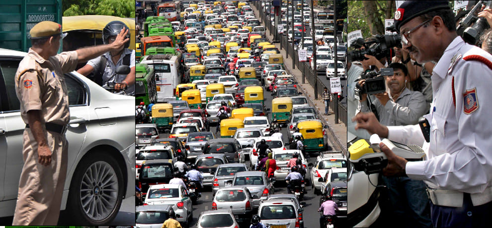 see it in the pictures how Kejriwal' odd even situation on Monday