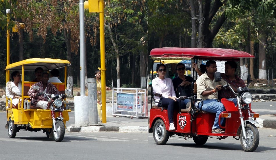without permission and license e Rickshaw running in chandigarh