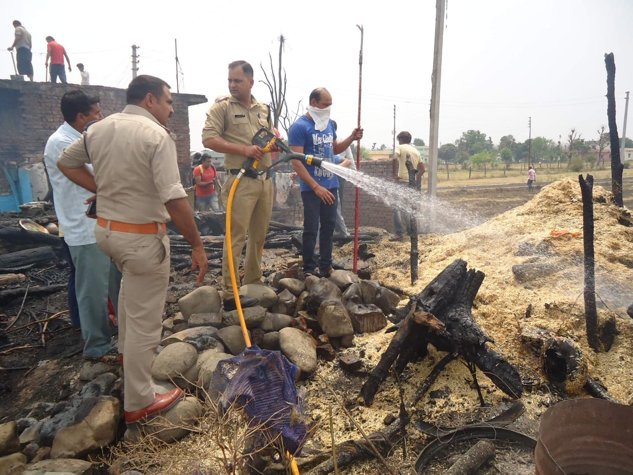 Three and a cattle house burnt by fire