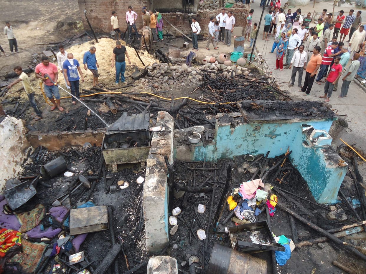 fire caught in houses in village of kotdwar.