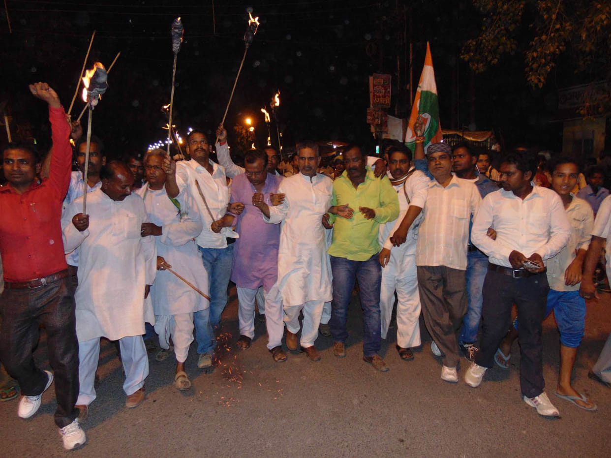 Congress activists marches