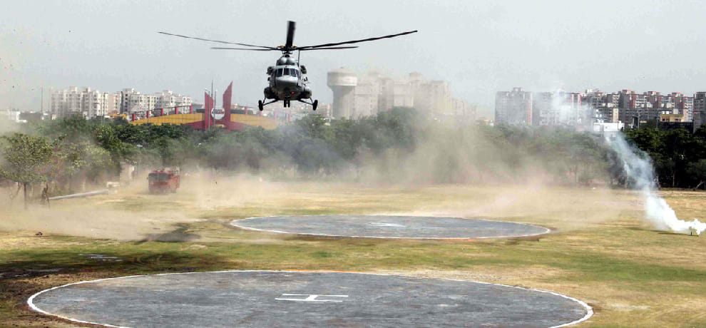 President's security cordon prepared Trial by Air Force helicopter 