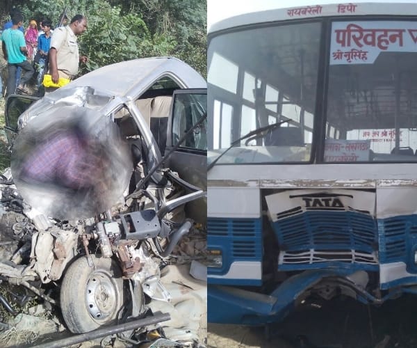 one died bus car accident at raebareli lucknow road