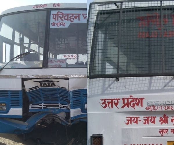 one died bus car accident at raebareli lucknow road