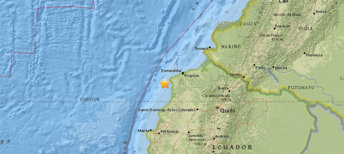 Earthquake strikes off coast of Ecuador
