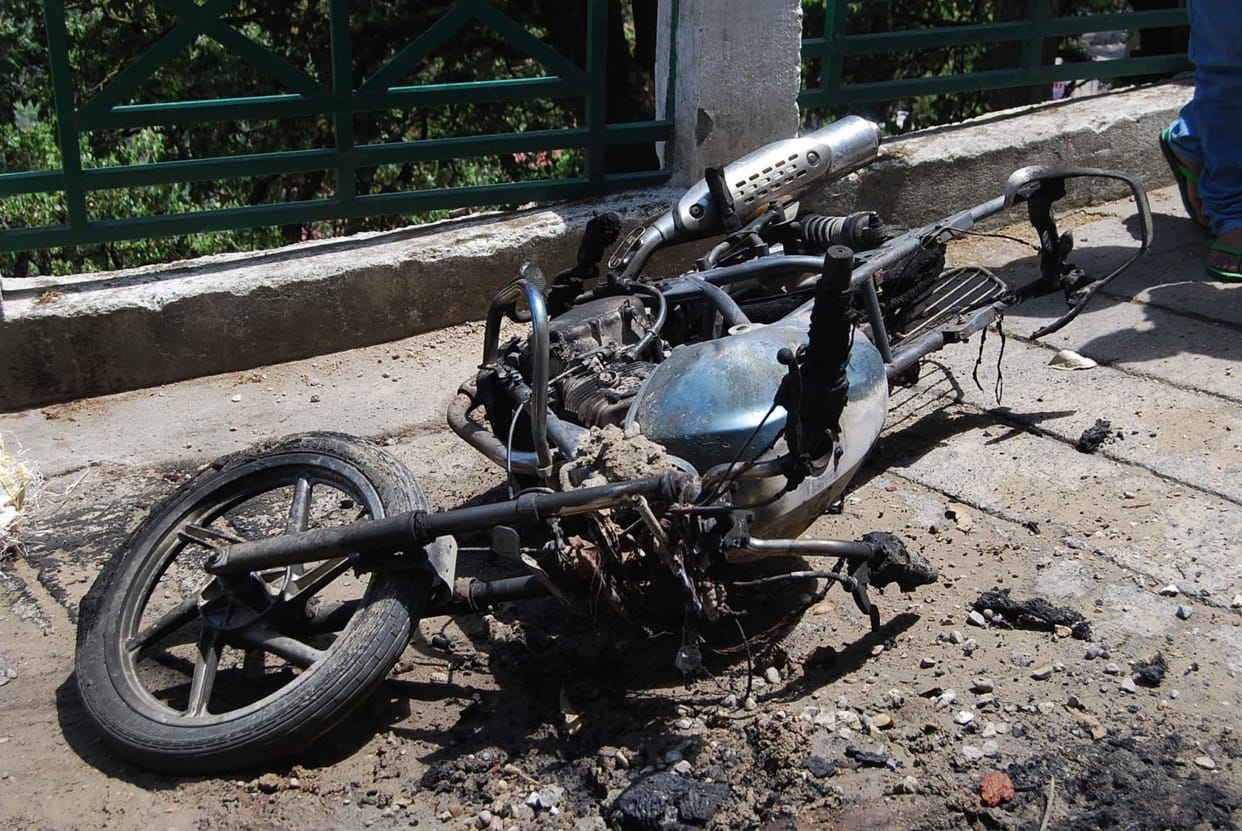 fire in moving Bike.