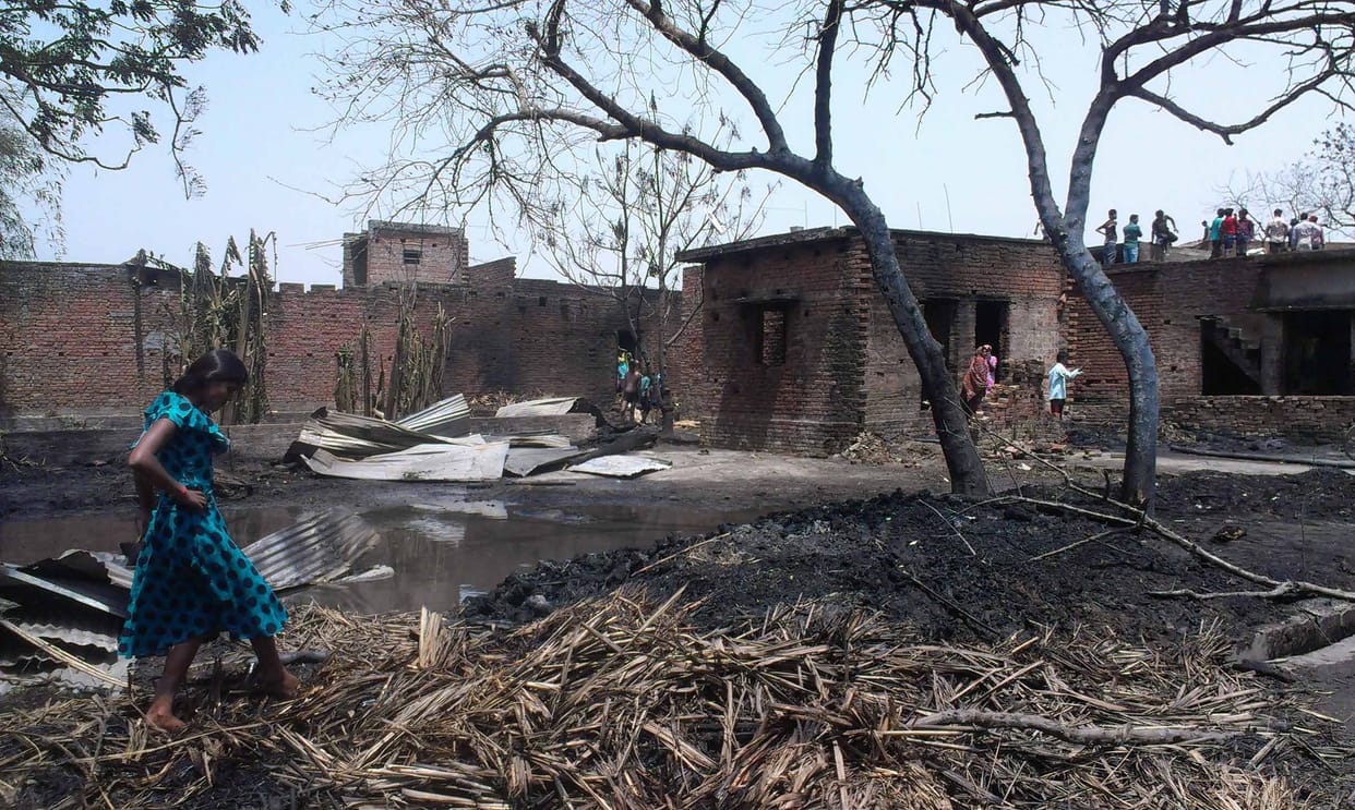 Nraynpur charred house 25 people