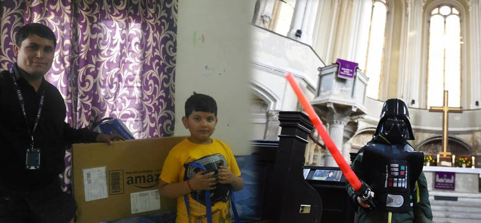 amazon surprizes a seven year old delhi boy rudra with giving him gift of lightsaber