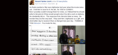 amazon surprizes a seven year old delhi boy rudra with giving him gift of lightsaber