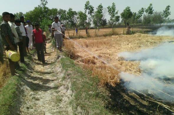 Six acres of wheat burned spark high tension line