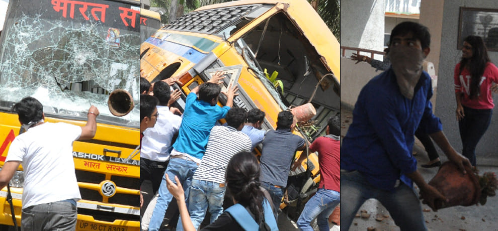 with UGC decision unhappy students create Violent protests and sabotage in campus