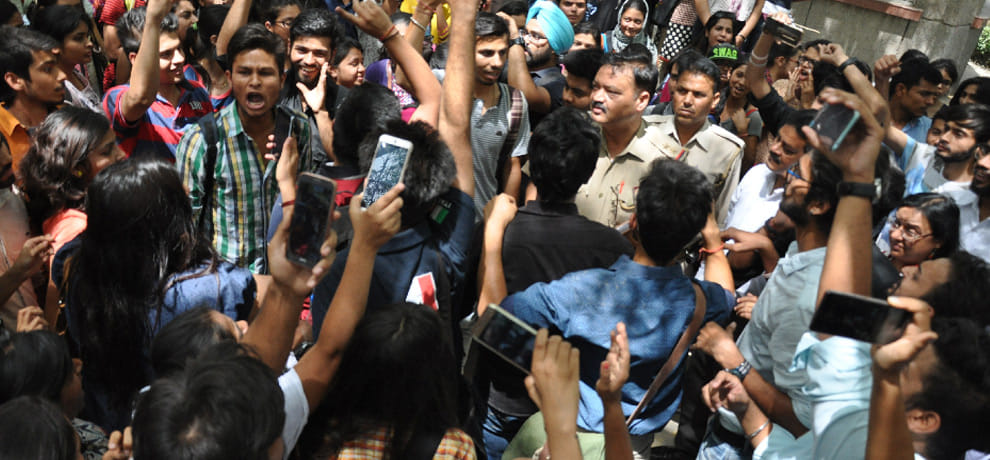with UGC decision unhappy students create Violent protests and sabotage in campus